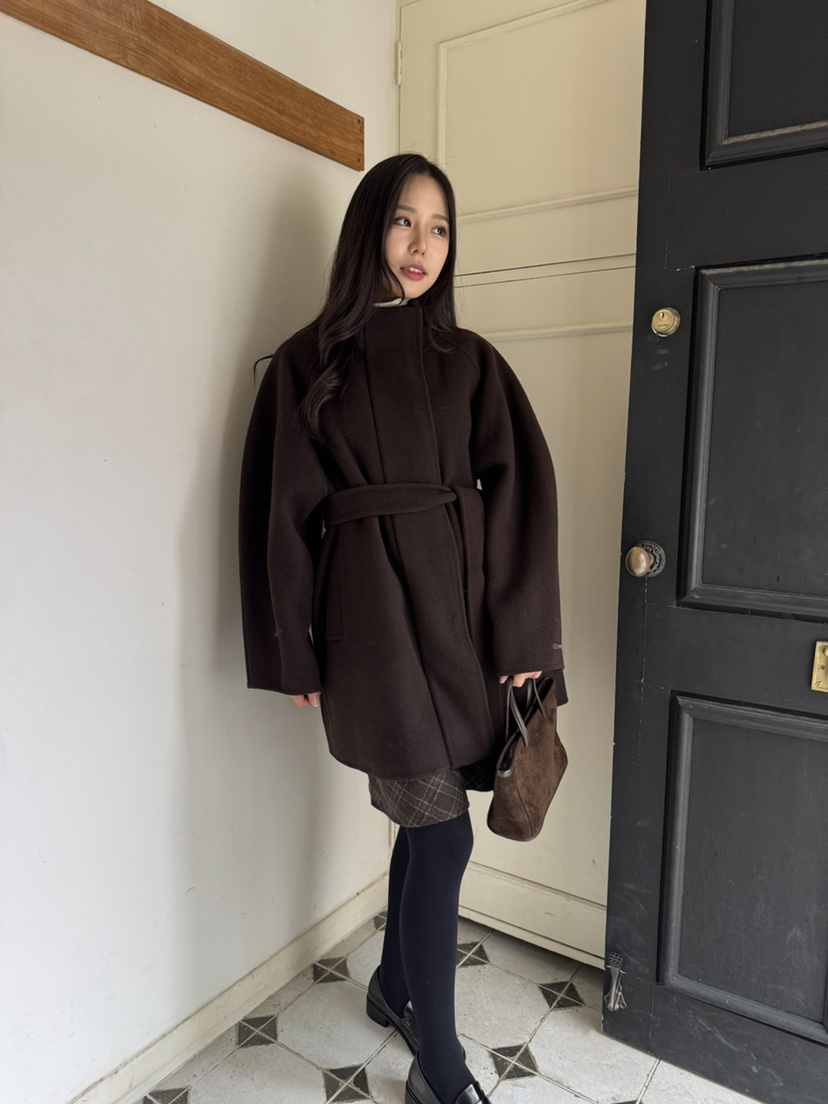 BIEN GARDER東大門㊣實拍女裝新款休閑推薦中長款大衣含腰帶BIEN GARDER中長款大衣