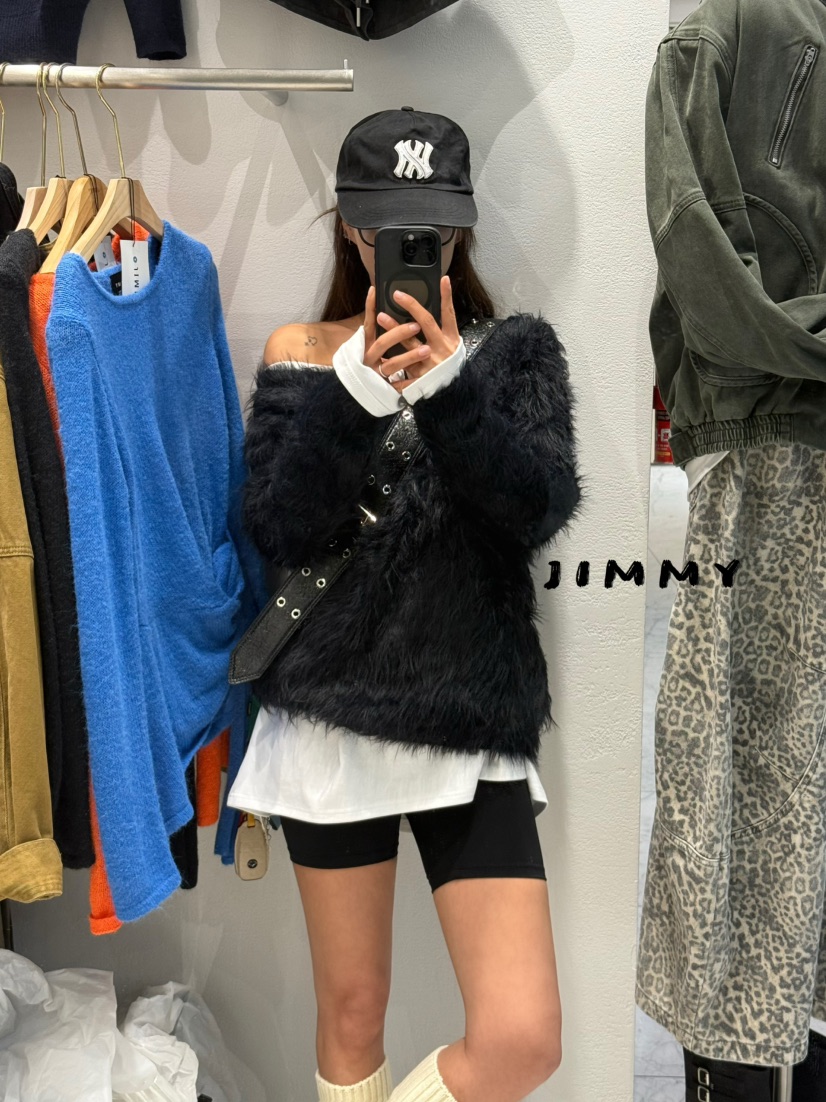 JIMMY韓國直郵㊣女裝新款時尚真品熱賣休閑推薦職業針織衫毛皮JIMMY/REMAKE針織衫