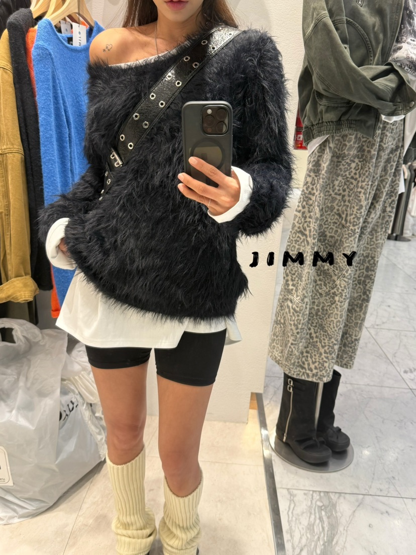 JIMMY韓國直郵㊣女裝新款時尚真品熱賣休閑推薦職業針織衫毛皮JIMMY/REMAKE針織衫