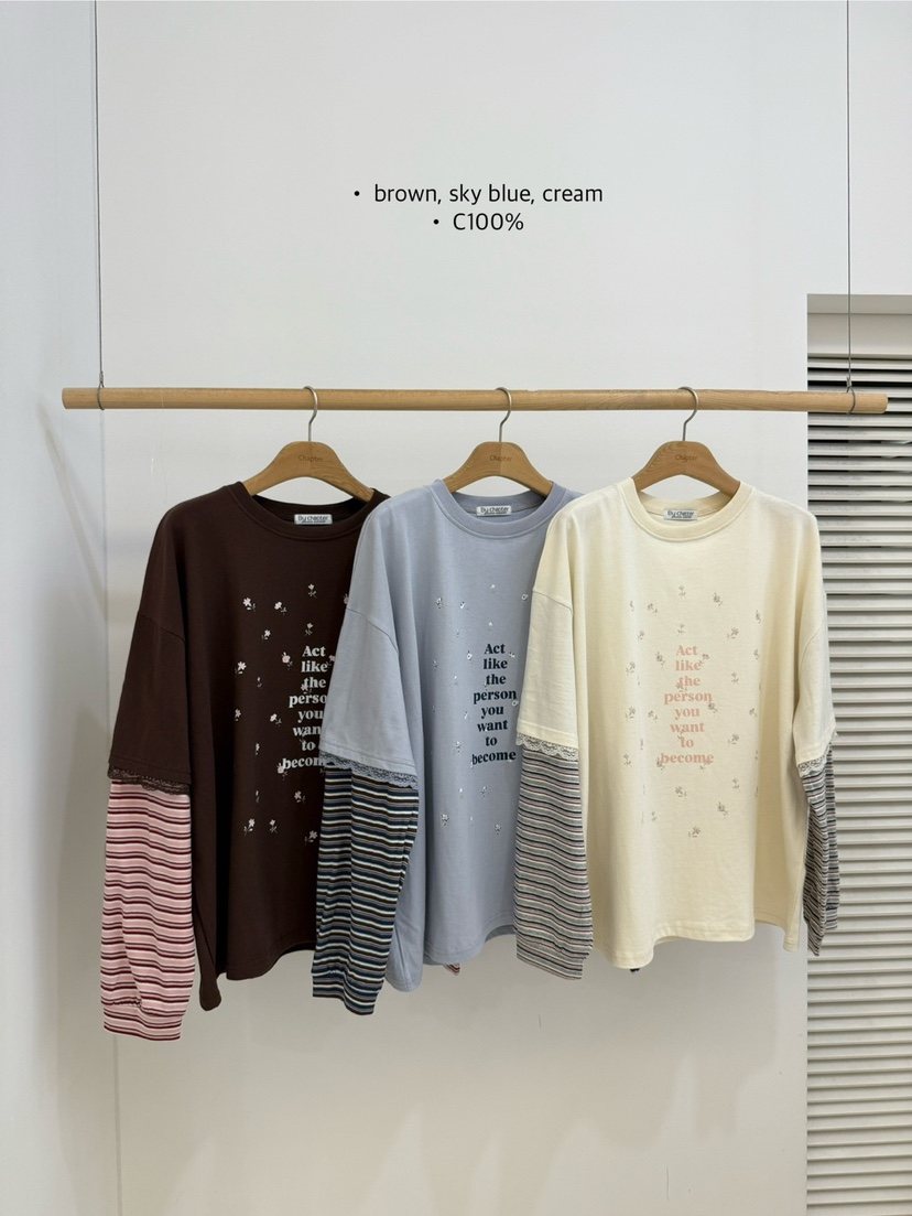 BY CHAPTER東大門㊣直郵女裝新款25秋冬推薦長袖T恤假兩件BY Chapter長袖T恤