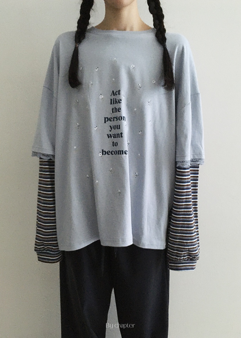 BY CHAPTER東大門㊣直郵女裝新款25秋冬推薦長袖T恤假兩件BY Chapter長袖T恤