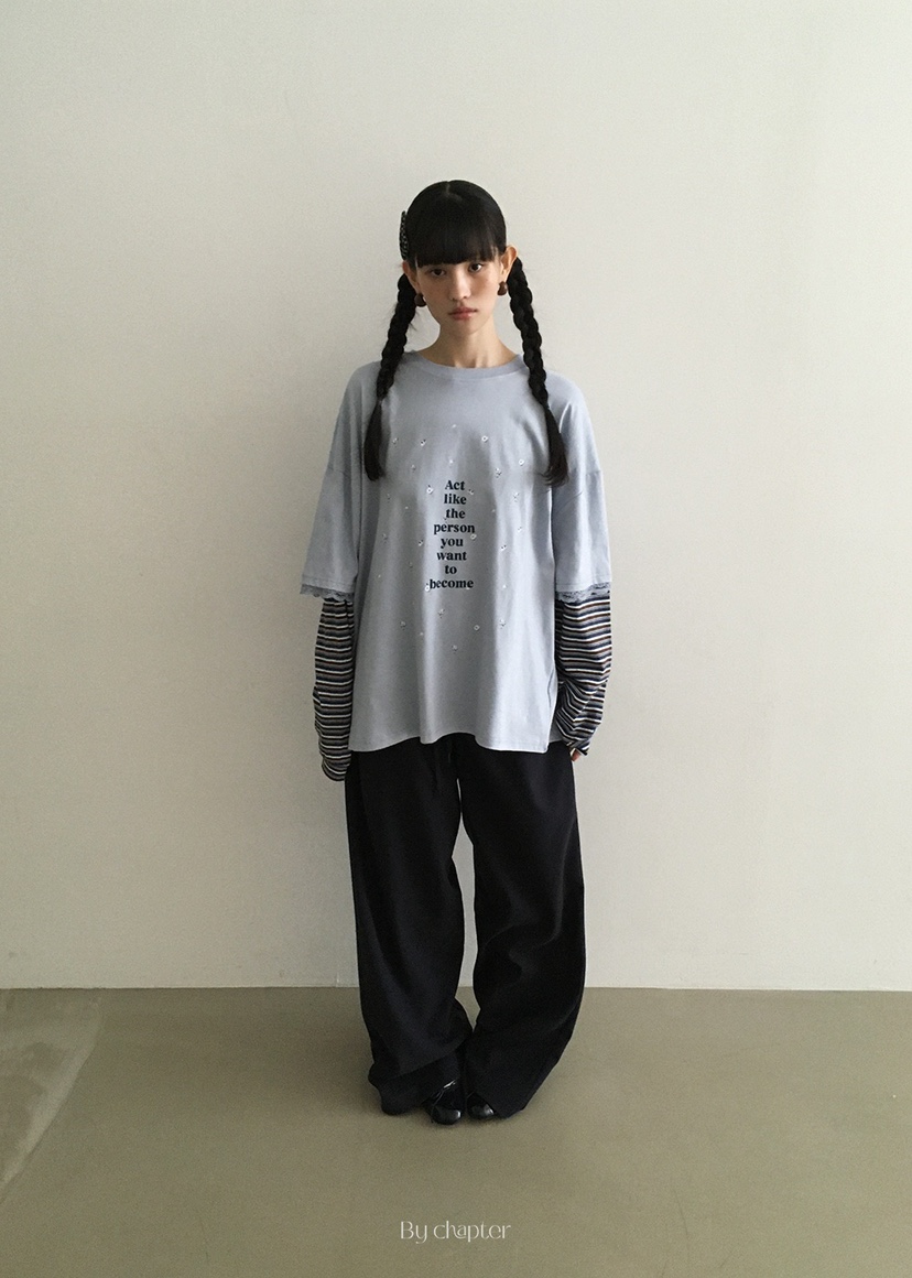 BY CHAPTER東大門㊣直郵女裝新款25秋冬推薦長袖T恤假兩件BY Chapter長袖T恤