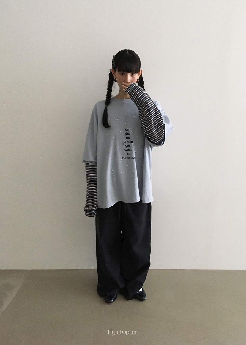 BY CHAPTER東大門㊣直郵女裝新款25秋冬推薦長袖T恤假兩件BY Chapter長袖T恤