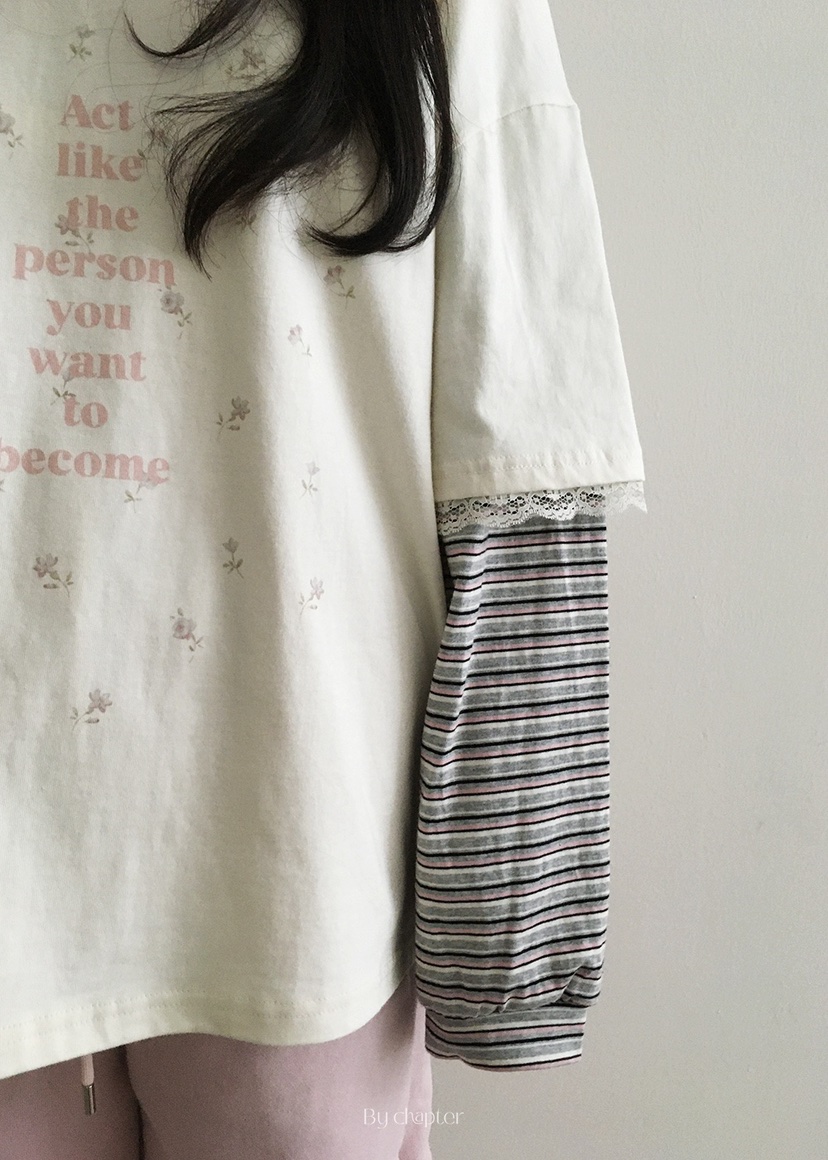 BY CHAPTER東大門㊣直郵女裝新款25秋冬推薦長袖T恤假兩件BY Chapter長袖T恤