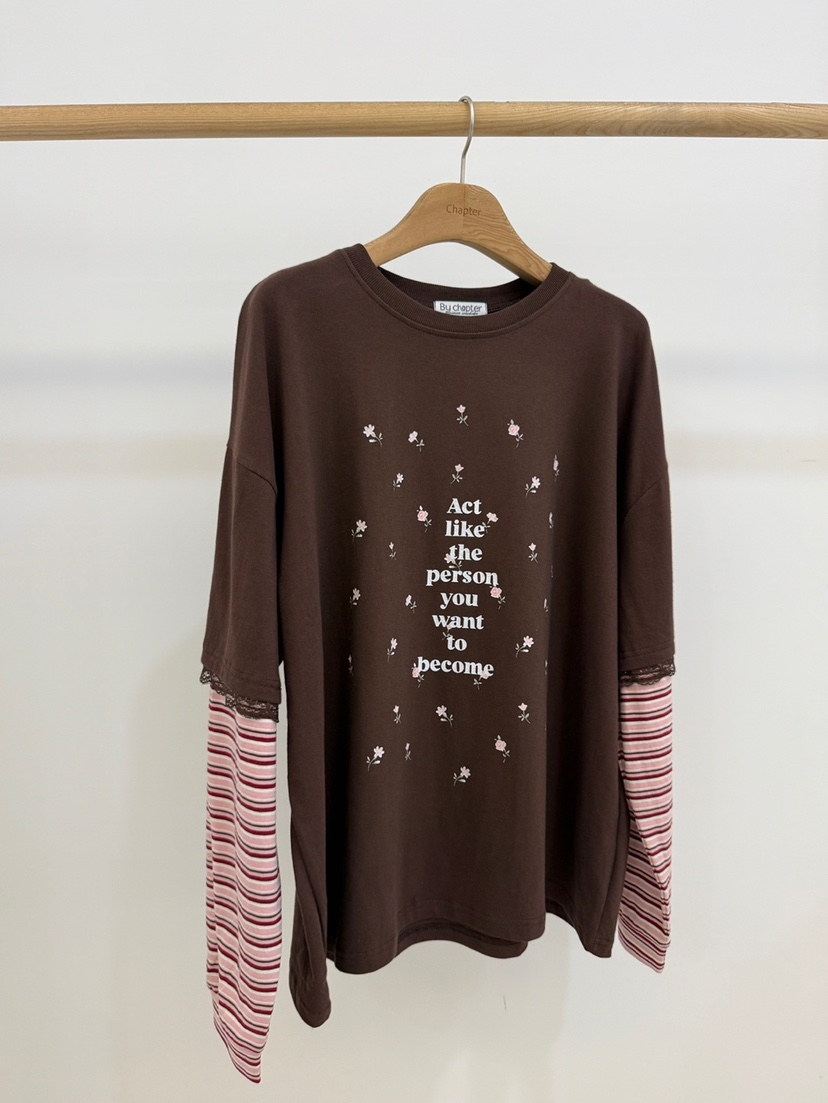 BY CHAPTER東大門㊣直郵女裝新款25秋冬推薦長袖T恤假兩件BY Chapter長袖T恤