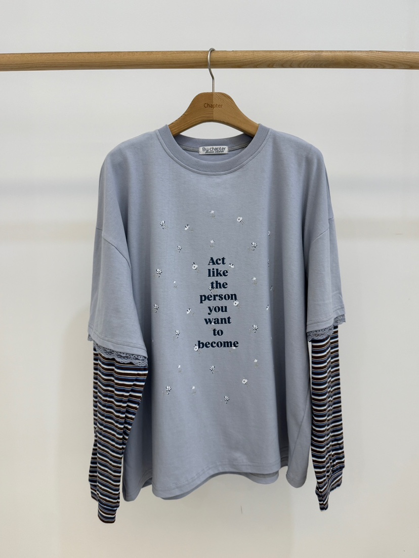 BY CHAPTER東大門㊣直郵女裝新款25秋冬推薦長袖T恤假兩件BY Chapter長袖T恤圖色2