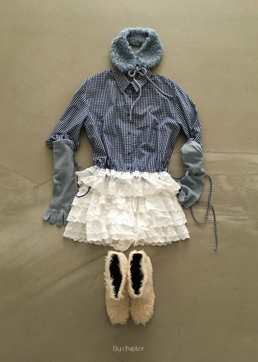 BY CHAPTER韓國直郵㊣女士新品休閑職業真品襯衫蕾絲衫格紋BY Chapter襯衫/蕾絲衫