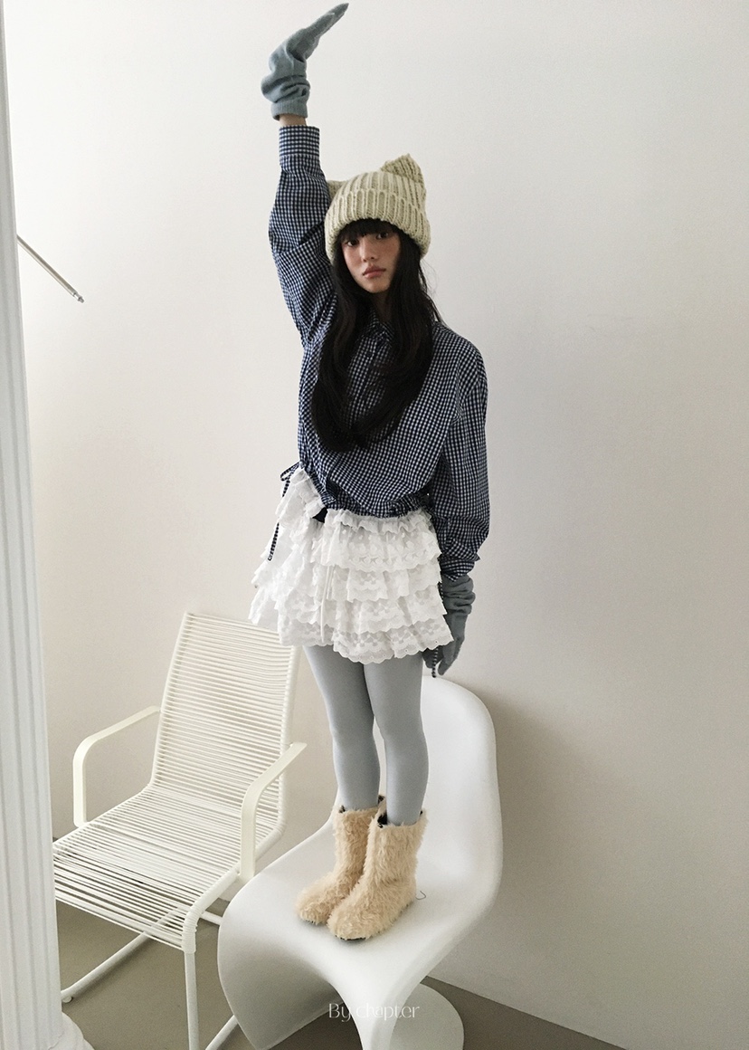 BY CHAPTER韓國直郵㊣女士新品休閑職業真品襯衫蕾絲衫格紋BY Chapter襯衫/蕾絲衫