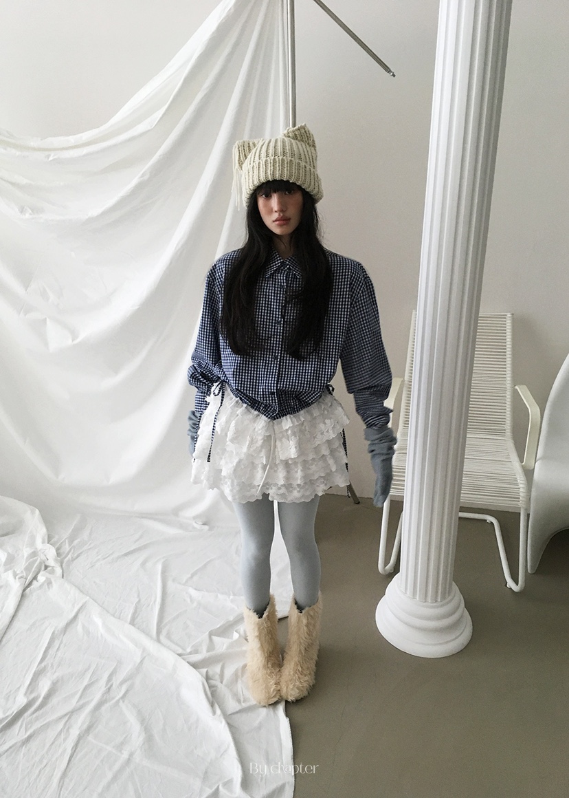 BY CHAPTER韓國直郵㊣女士新品休閑職業真品襯衫蕾絲衫格紋BY Chapter襯衫/蕾絲衫