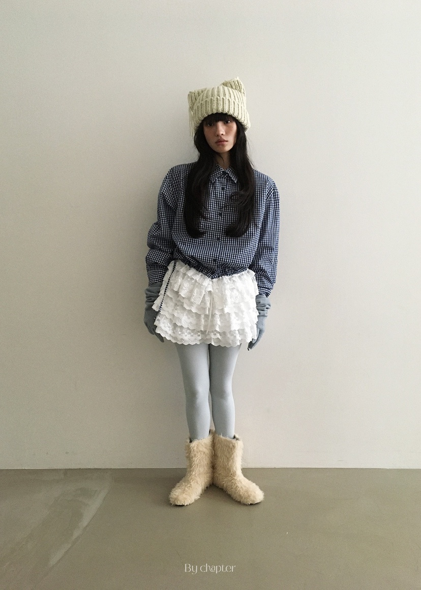 BY CHAPTER韓國直郵㊣女士新品休閑職業真品襯衫蕾絲衫格紋BY Chapter襯衫/蕾絲衫