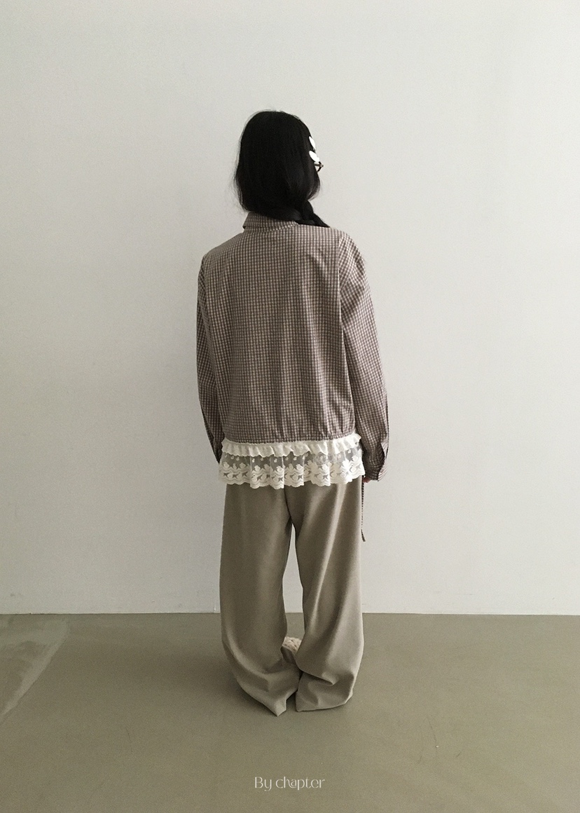 BY CHAPTER韓國直郵㊣女士新品休閑職業真品襯衫蕾絲衫格紋BY Chapter襯衫/蕾絲衫