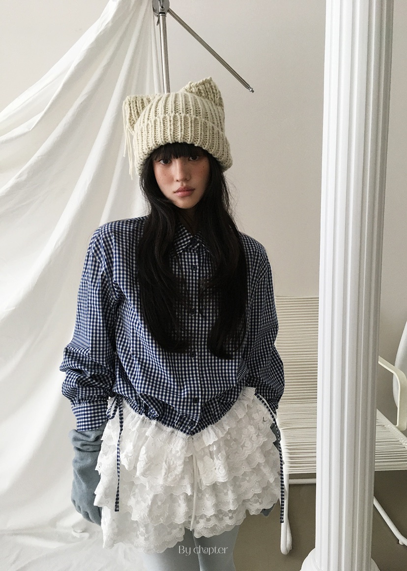 BY CHAPTER韓國直郵㊣女士新品休閑職業真品襯衫蕾絲衫格紋BY Chapter襯衫/蕾絲衫圖色2