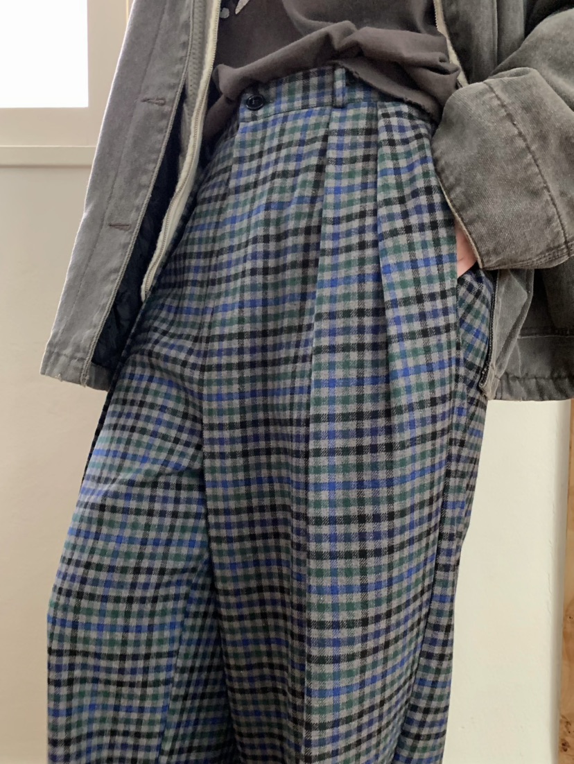 PEBBLE東大門㊣代購女裝新品休閑熱賣25秋冬人氣休閑褲格紋PEBBLE/LAYER休閑褲