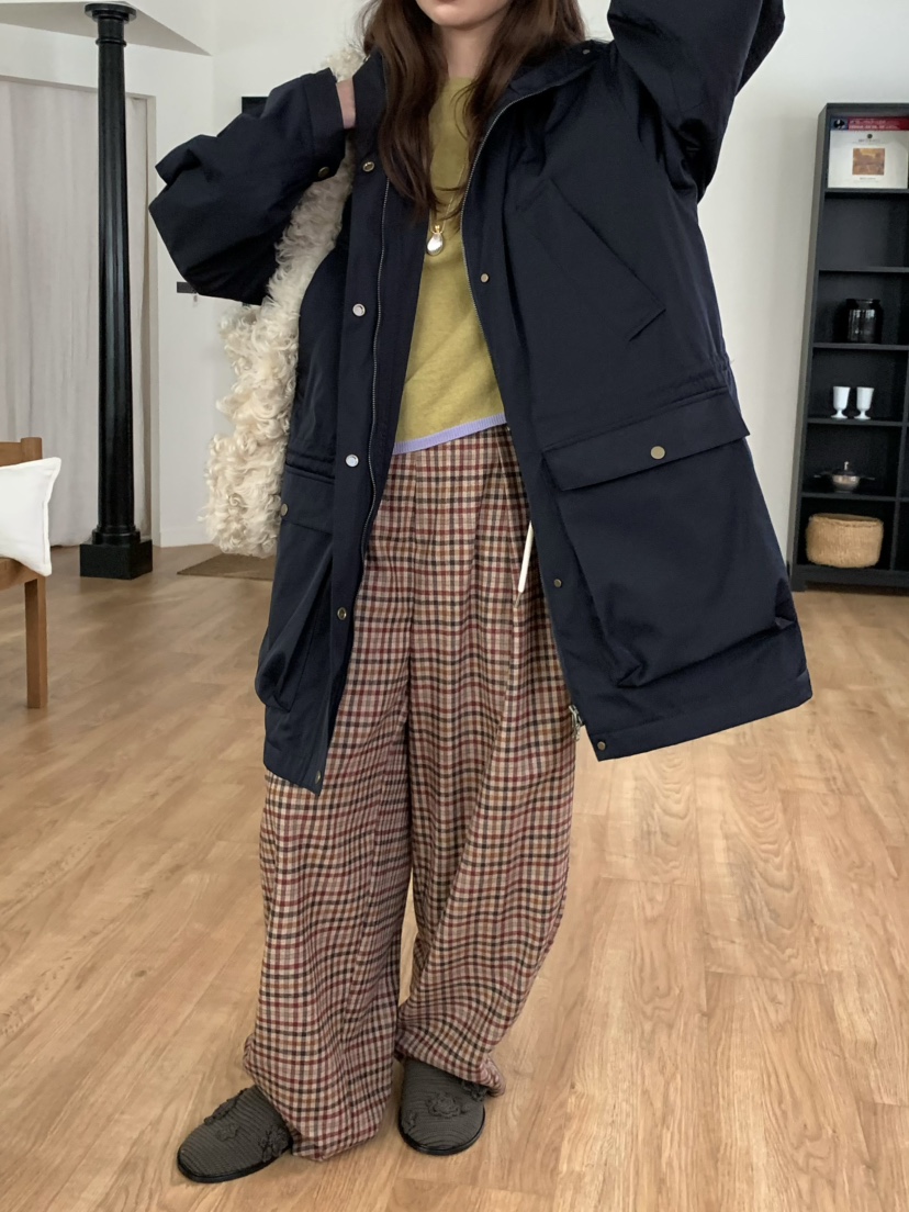 PEBBLE東大門㊣代購女裝新品休閑熱賣25秋冬人氣休閑褲格紋PEBBLE/LAYER休閑褲