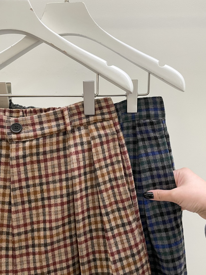 PEBBLE東大門㊣代購女裝新品休閑熱賣25秋冬人氣休閑褲格紋PEBBLE/LAYER休閑褲