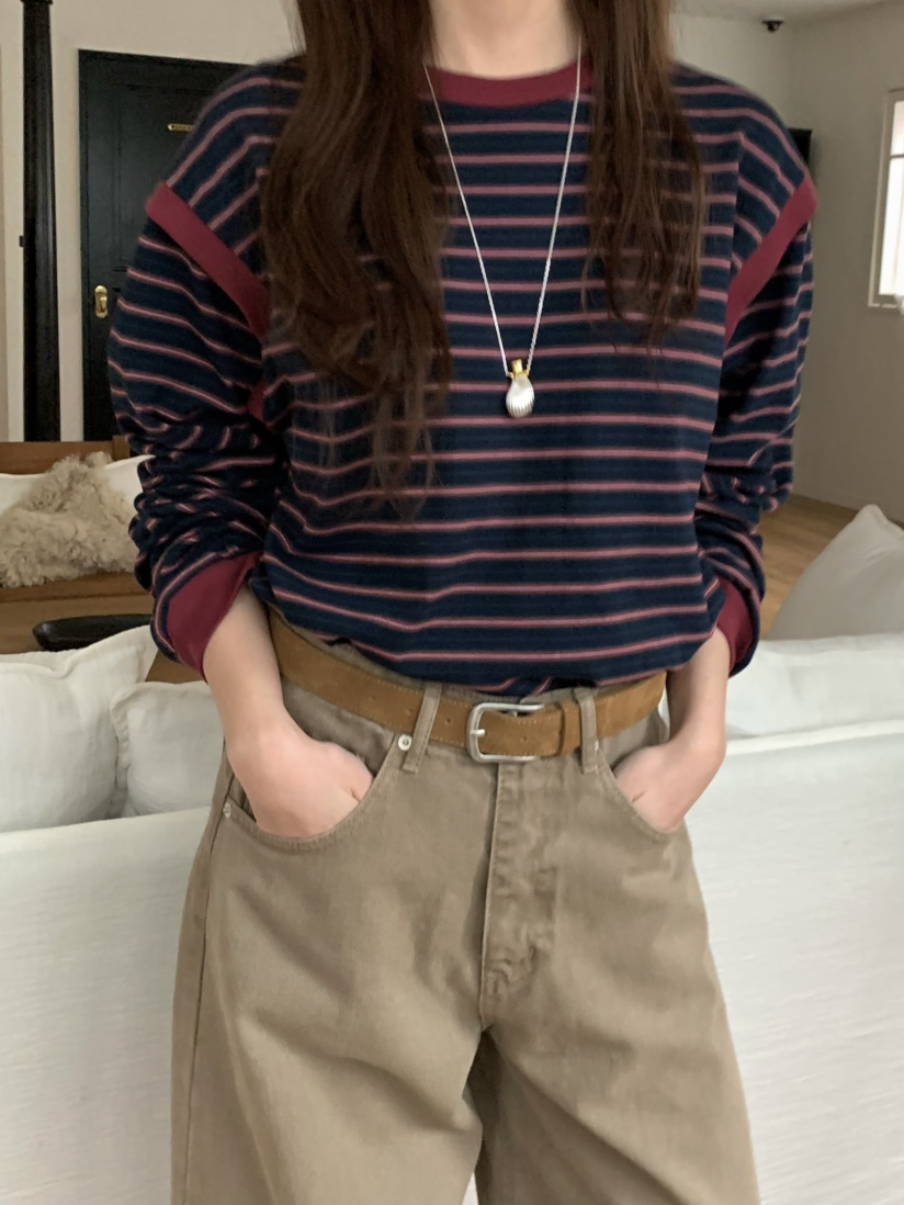 PEBBLE韓國直郵㊣女士新款職業真品休閑25秋冬人氣熱賣長袖T恤PEBBLE/LAYER長袖T恤