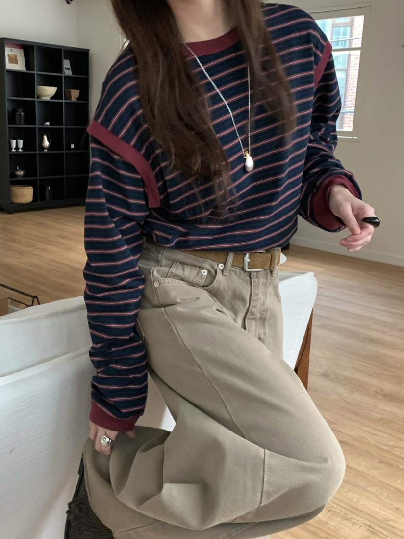 PEBBLE韓國直郵㊣女士新款職業真品休閑25秋冬人氣熱賣長袖T恤PEBBLE/LAYER長袖T恤