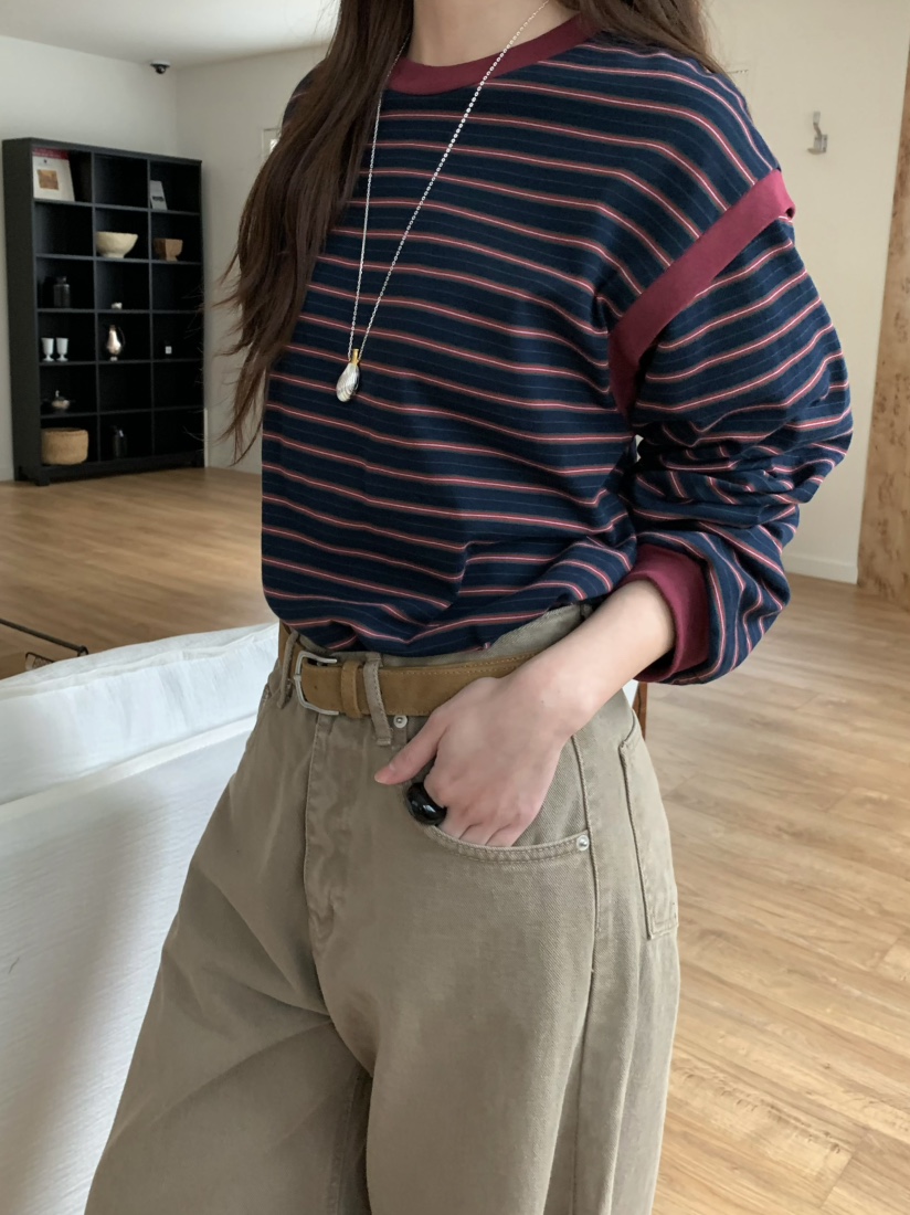 PEBBLE韓國直郵㊣女士新款職業真品休閑25秋冬人氣熱賣長袖T恤PEBBLE/LAYER長袖T恤