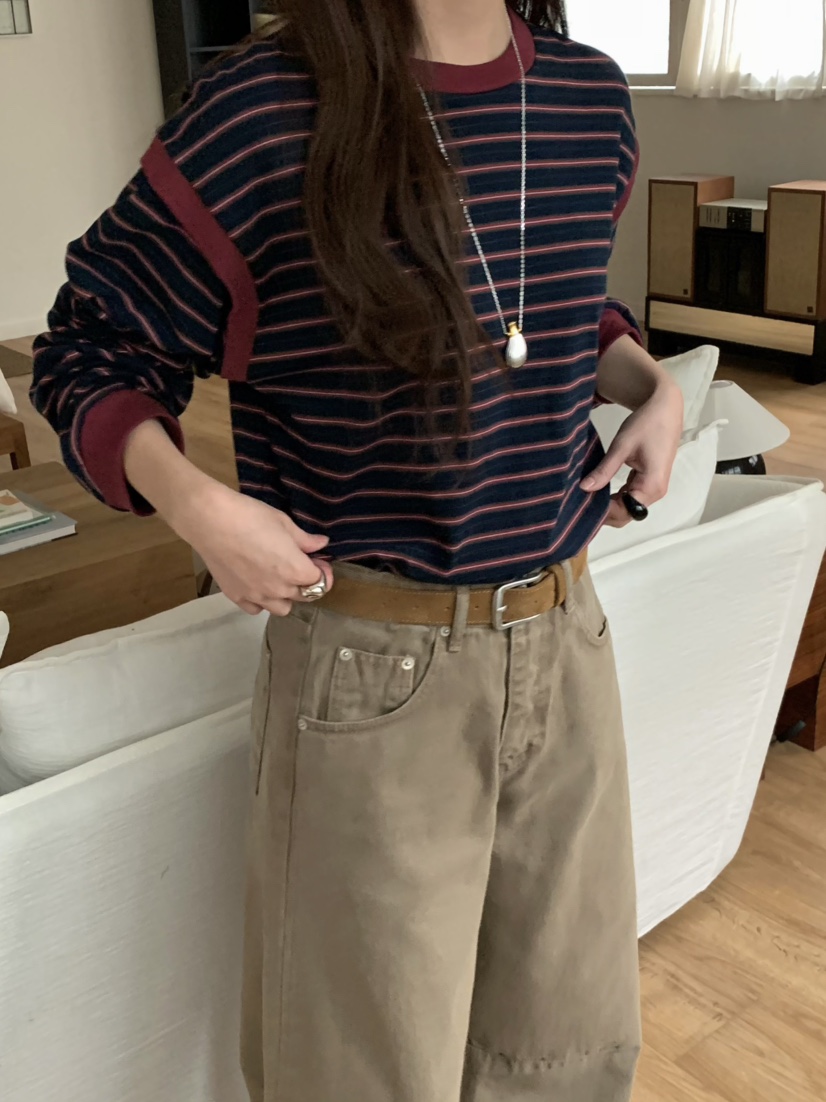 PEBBLE韓國直郵㊣女士新款職業真品休閑25秋冬人氣熱賣長袖T恤PEBBLE/LAYER長袖T恤