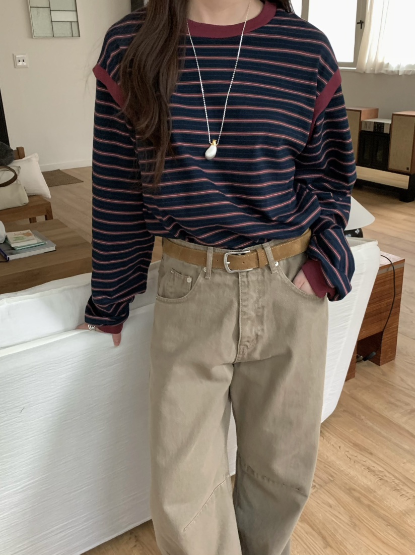 PEBBLE韓國直郵㊣女士新款職業真品休閑25秋冬人氣熱賣長袖T恤PEBBLE/LAYER長袖T恤