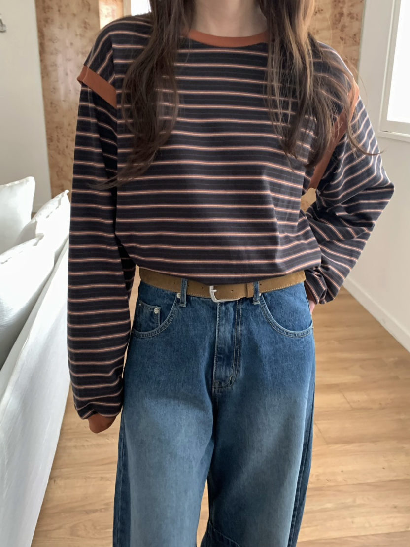 PEBBLE韓國直郵㊣女士新款職業真品休閑25秋冬人氣熱賣長袖T恤PEBBLE/LAYER長袖T恤