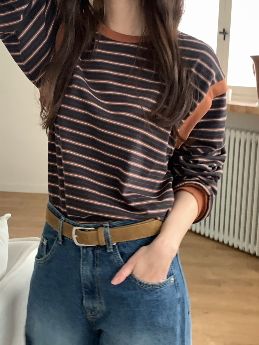 PEBBLE韓國直郵㊣女士新款職業真品休閑25秋冬人氣熱賣長袖T恤PEBBLE/LAYER長袖T恤