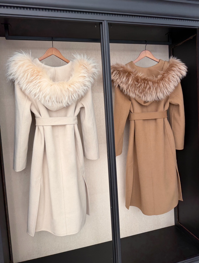 DAZE東大門㊣代購女裝新款人氣中長款大衣手工制作含腰帶浣熊兜帽LAVIEU中長款大衣