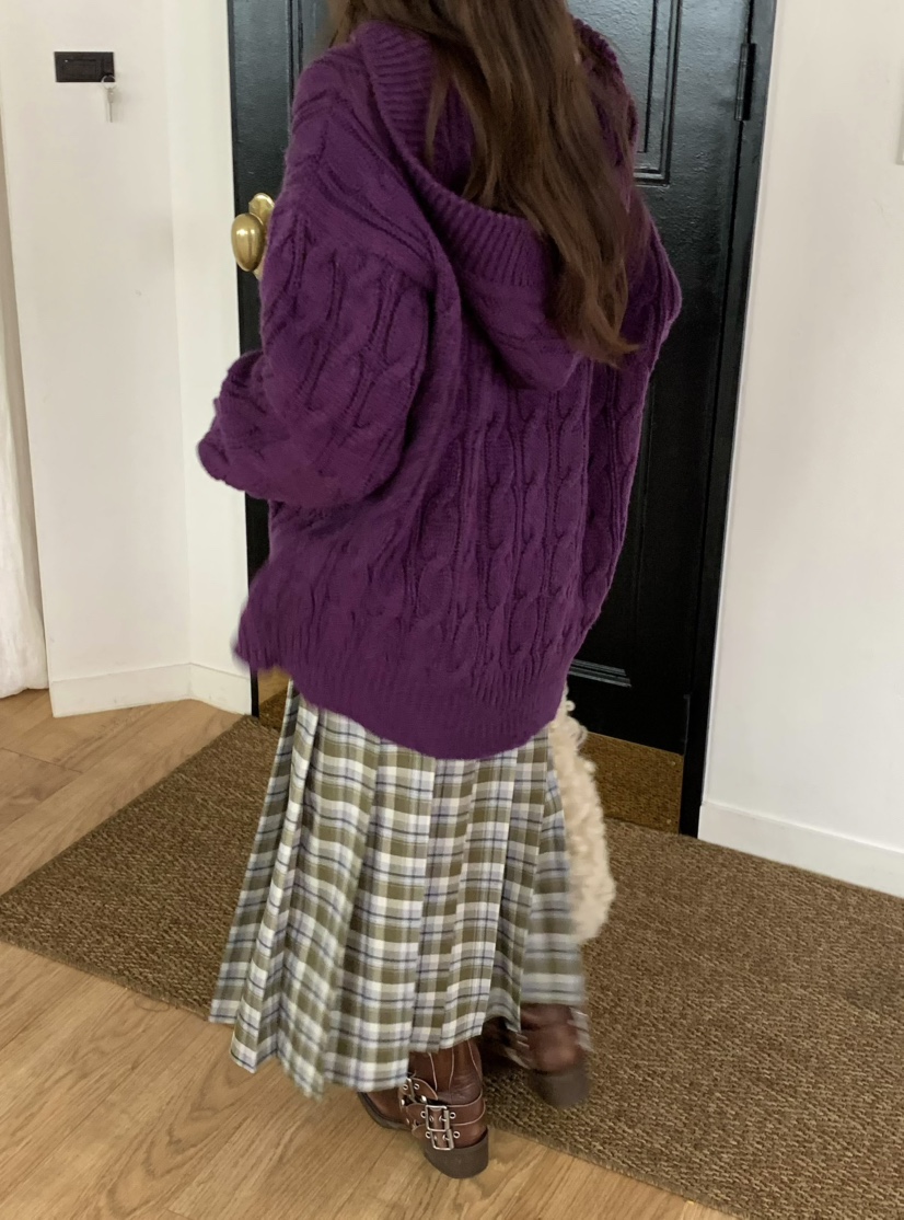 PEBBLE東大門㊣實拍女士新款職業真品25秋冬推薦長裙格紋褶皺PEBBLE/LAYER長裙