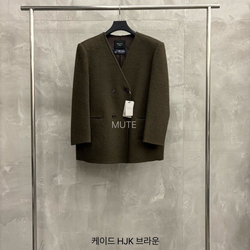 MUTE-P東大門㊣代購女士新品時尚推薦人氣25秋冬職業短款大衣MUTE短款大衣圖色2棕色