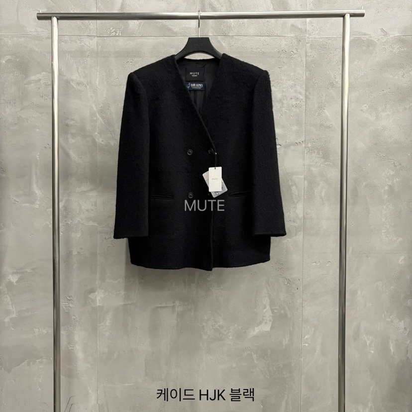 MUTE-P東大門㊣代購女士新品時尚推薦人氣25秋冬職業短款大衣MUTE短款大衣圖色4黑色