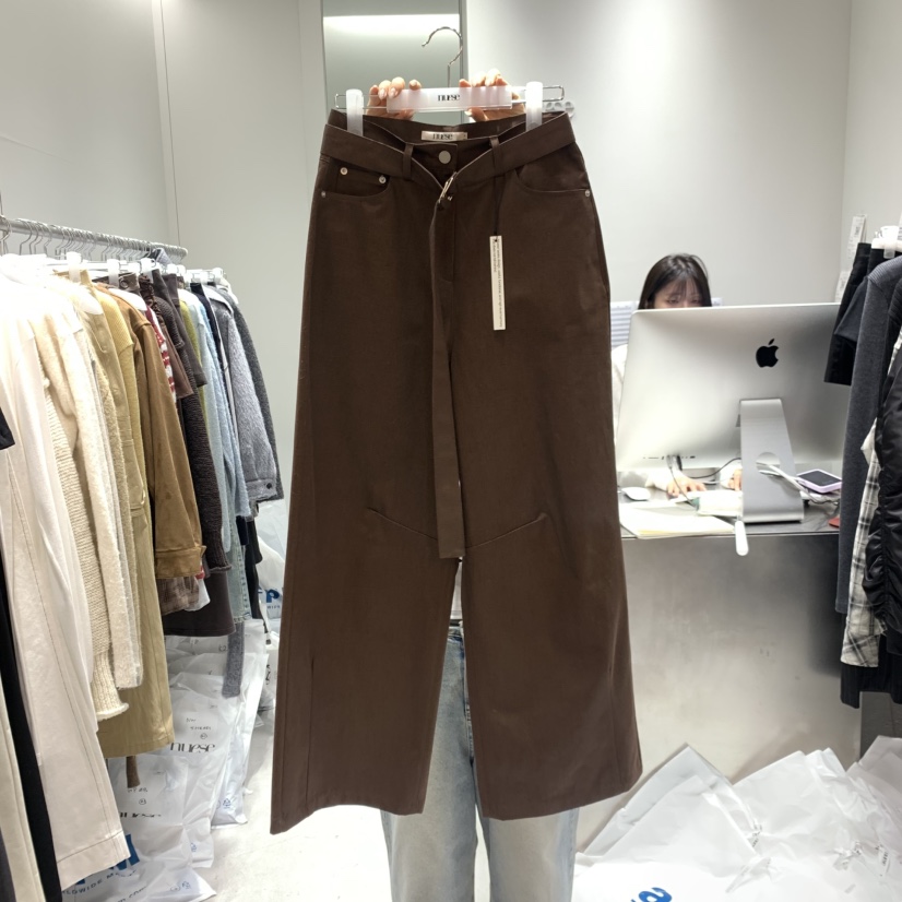 NUESE東大門㊣直郵女裝新品推薦25秋冬時尚真品休閑褲含腰帶NUESE休閑褲圖色2