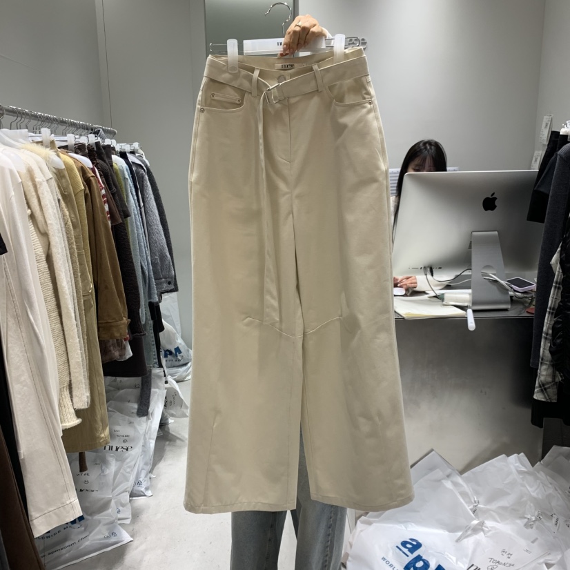 NUESE東大門㊣直郵女裝新品推薦25秋冬時尚真品休閑褲含腰帶NUESE休閑褲圖色3