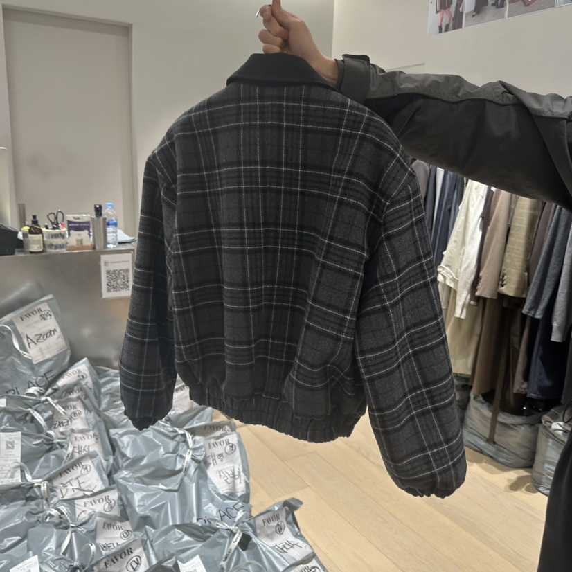 FAVOR-P東大門㊣實拍女裝新品熱賣休閑推薦25秋冬夾克格紋FAVOR-P夾克