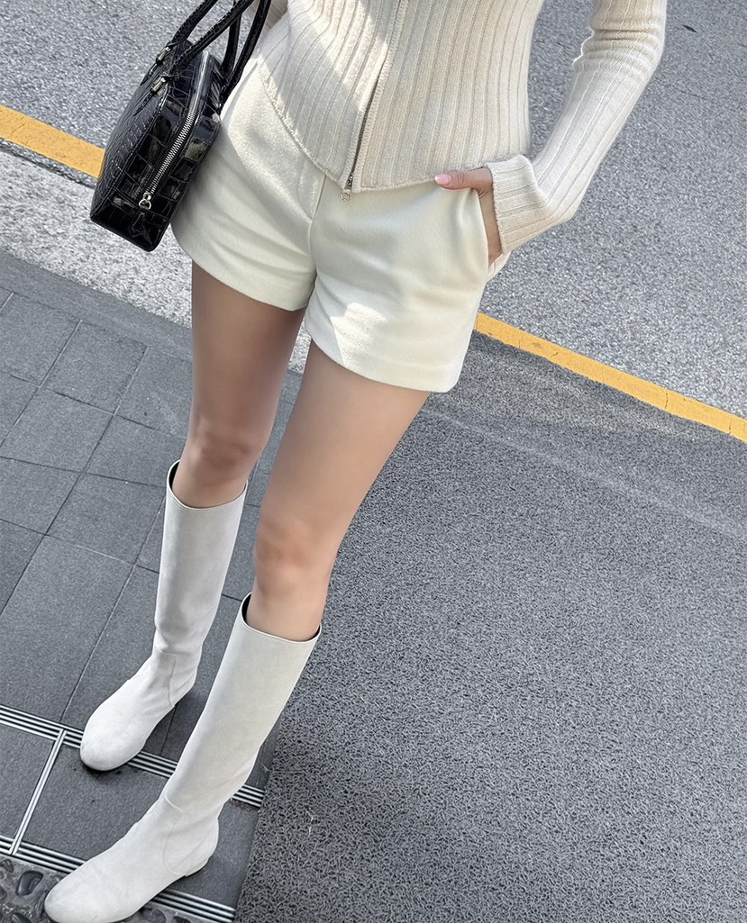 AVECNOUS東大門㊣實拍女士新款休閑時尚熱賣推薦25秋冬短褲羊毛AVECNOUS短褲