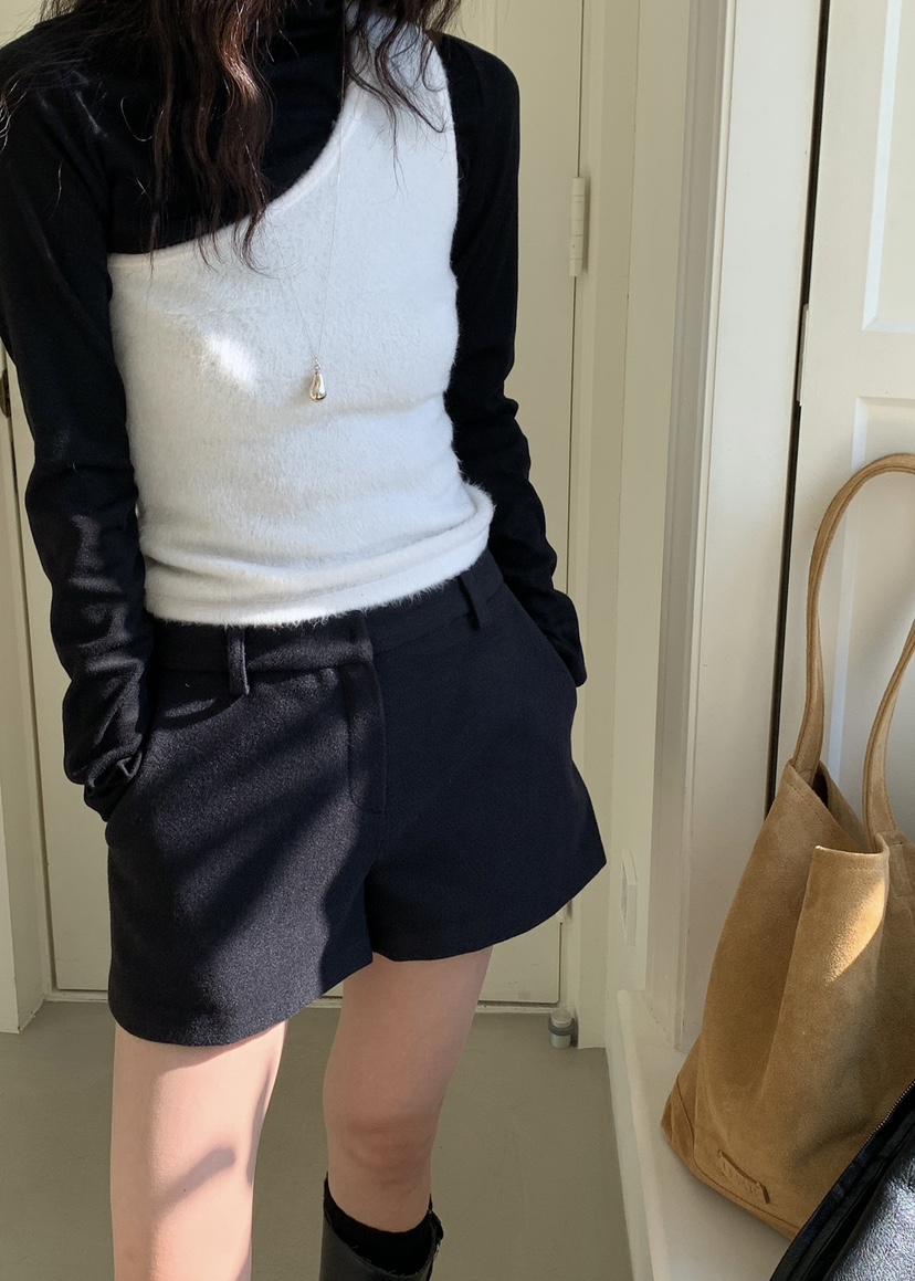 AVECNOUS東大門㊣實拍女士新款休閑時尚熱賣推薦25秋冬短褲羊毛AVECNOUS短褲