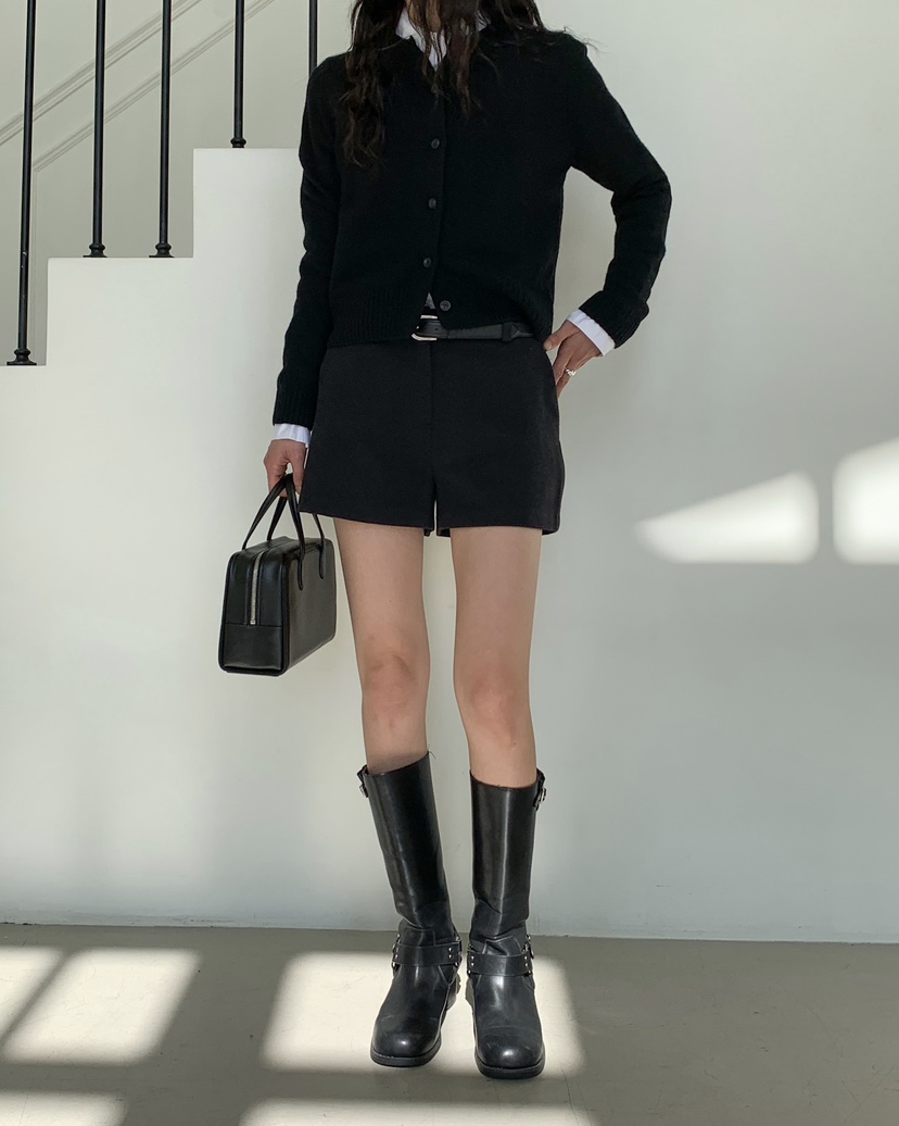 AVECNOUS東大門㊣實拍女士新款休閑時尚熱賣推薦25秋冬短褲羊毛AVECNOUS短褲