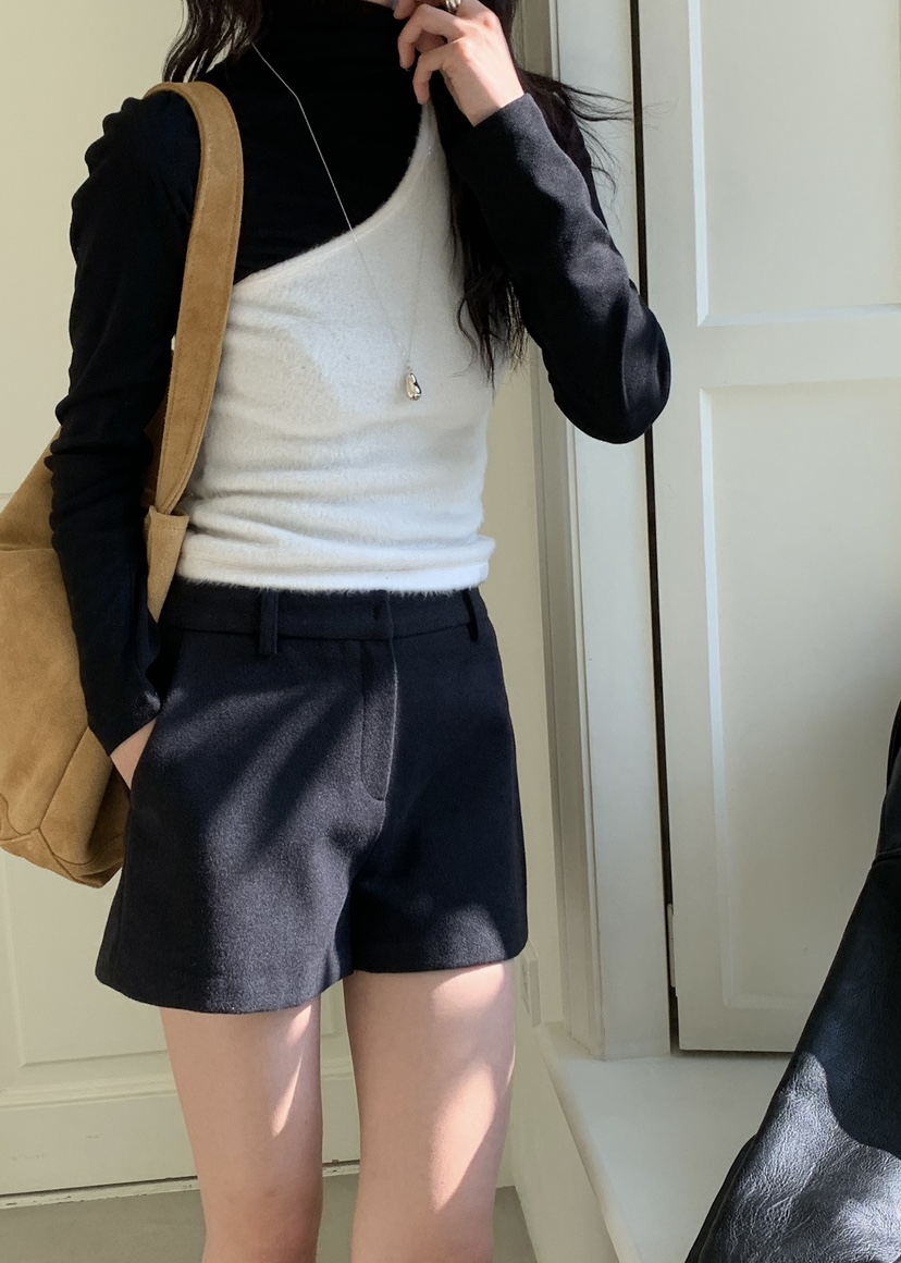 AVECNOUS東大門㊣實拍女士新款休閑時尚熱賣推薦25秋冬短褲羊毛AVECNOUS短褲