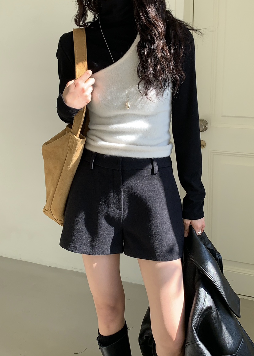 AVECNOUS東大門㊣實拍女士新款休閑時尚熱賣推薦25秋冬短褲羊毛AVECNOUS短褲圖色3