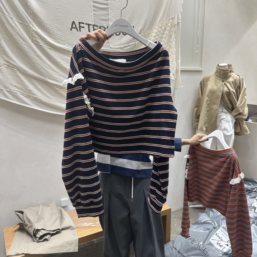 AFTERNOON韓國直郵㊣女裝新款時尚人氣休閑熱賣職業長袖T恤AFTERNOON長袖T恤圖色2