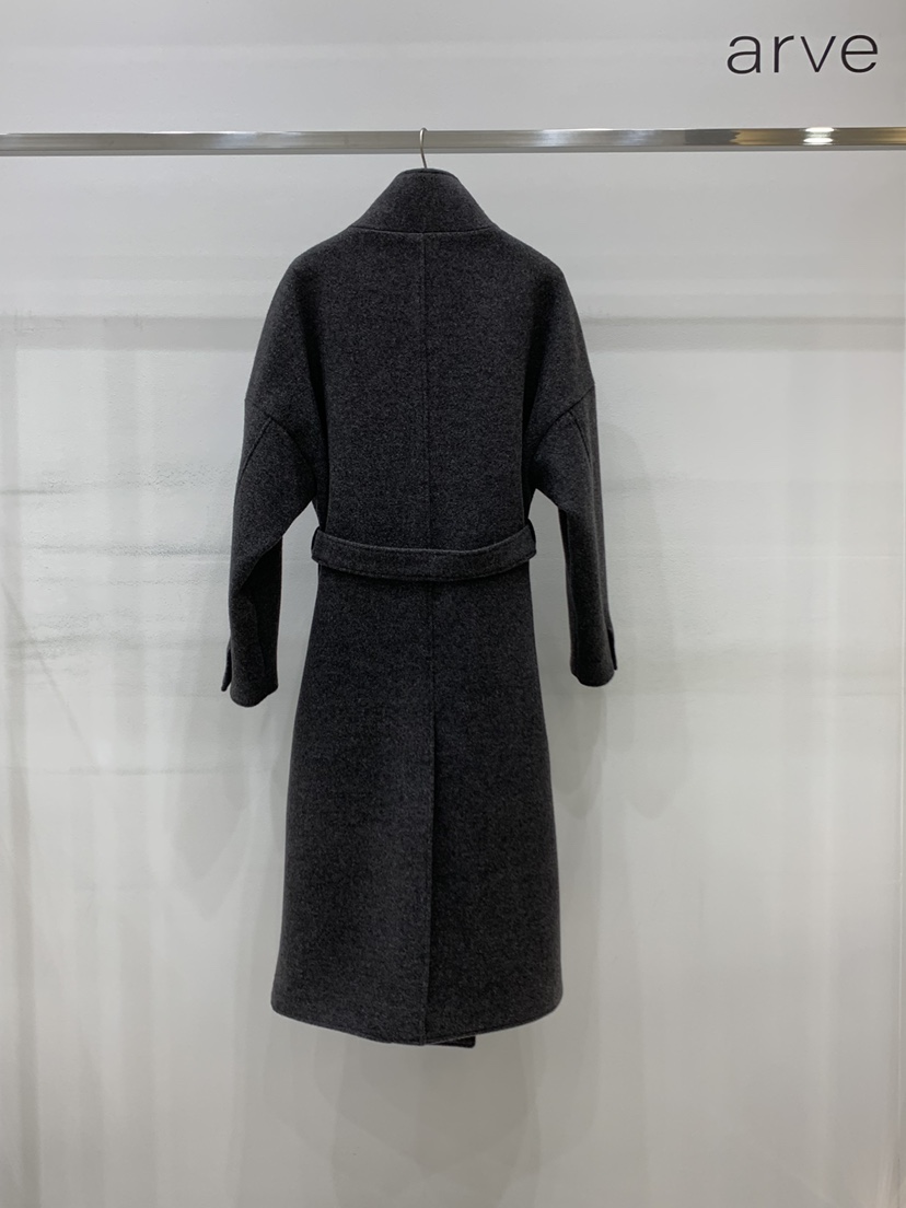 ARVE韓國代購㊣女士新款熱賣休閑人氣真品中長款大衣含腰帶ARVE中長款大衣