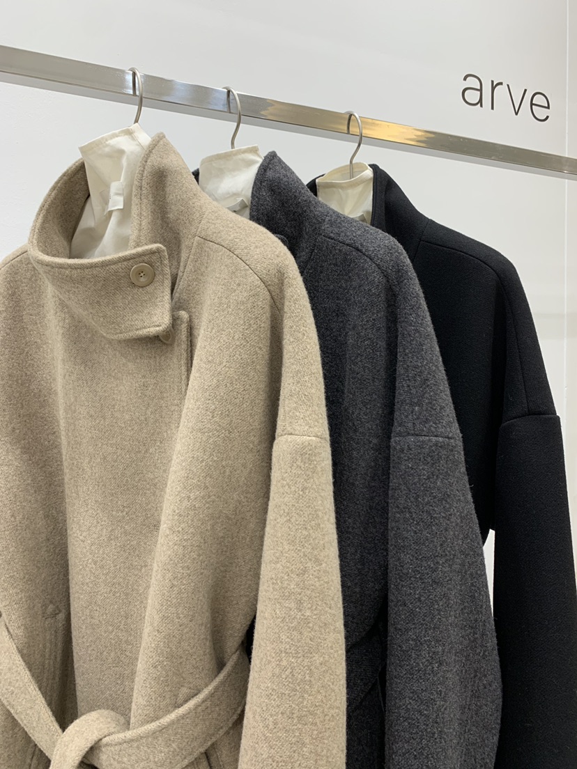 ARVE韓國代購㊣女士新款熱賣休閑人氣真品中長款大衣含腰帶ARVE中長款大衣