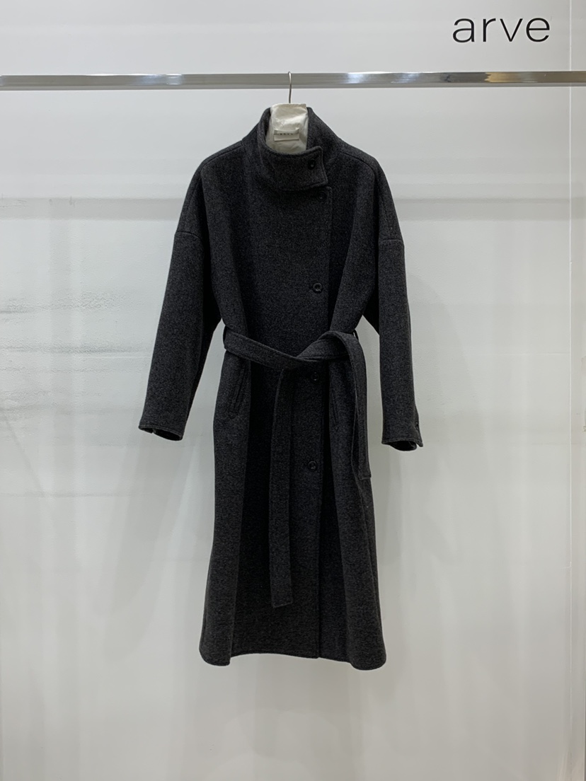 ARVE韓國代購㊣女士新款熱賣休閑人氣真品中長款大衣含腰帶ARVE中長款大衣圖色2
