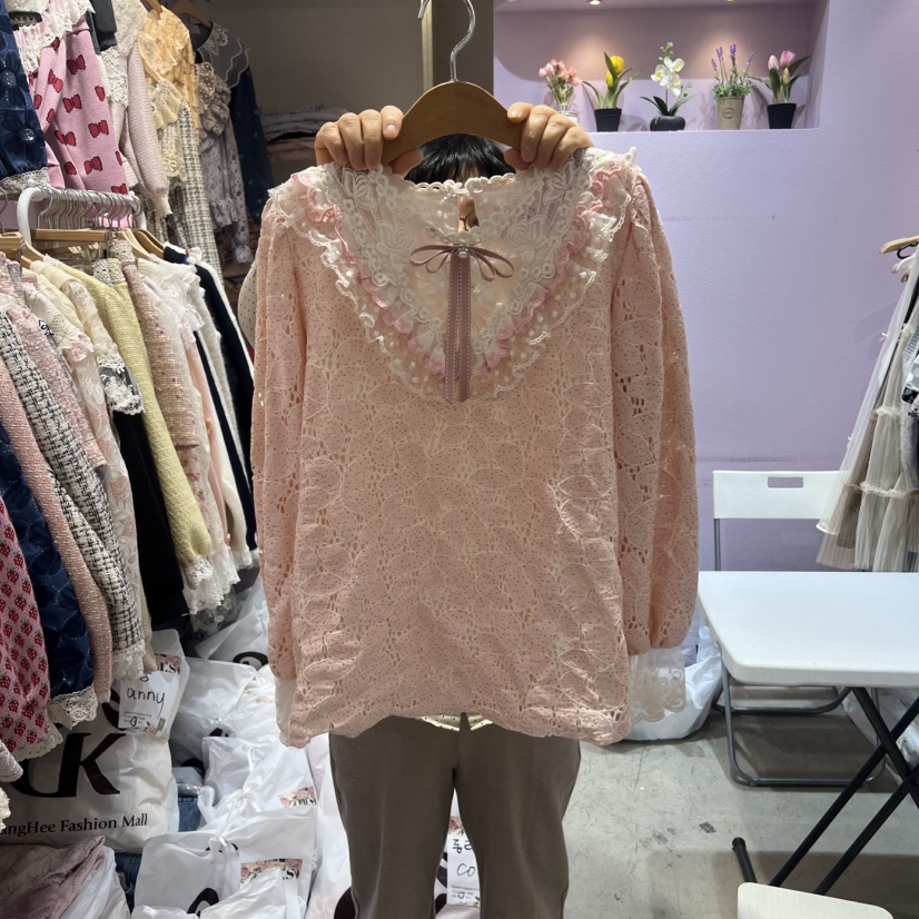 MS韓國直郵㊣女士新品人氣時尚真品職業推薦熱賣襯衫蕾絲衫MS襯衫/蕾絲衫