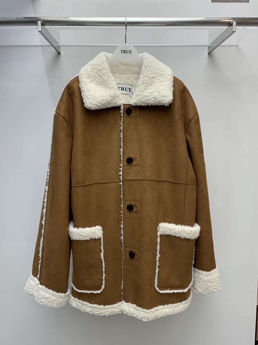 TRUE東大門㊣代購女裝新品時尚人氣真品熱賣25秋冬短款大衣TRUE短款大衣圖色2