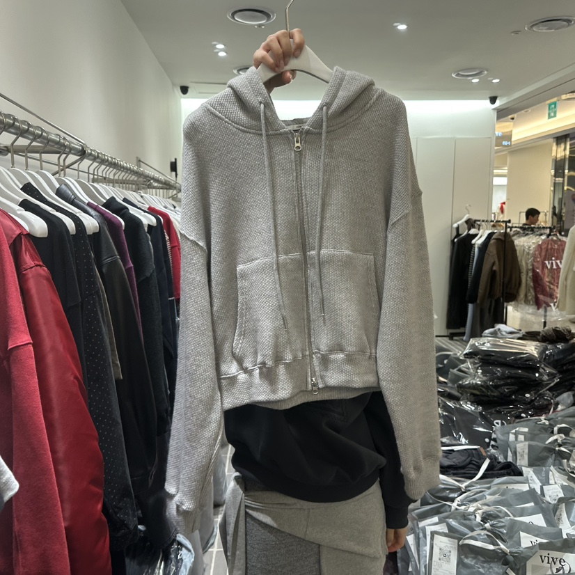 VIVE東大門㊣實拍女士新款職業熱賣休閑25秋冬衛衣拉鏈連帽VIVE衛衣圖色2