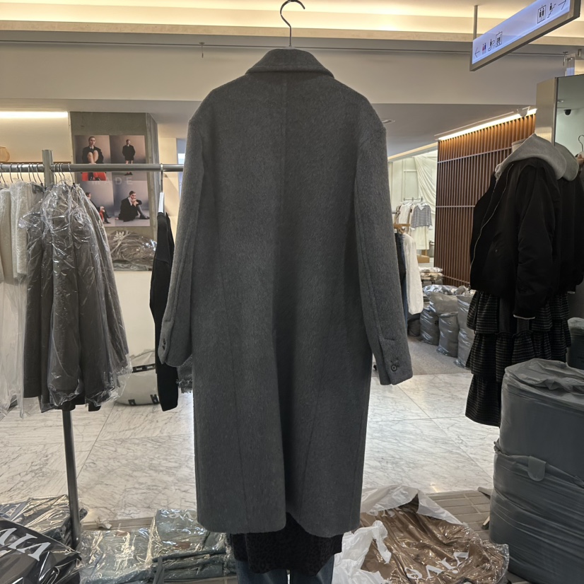 VIVE東大門㊣代購女裝新款時尚熱賣中長款大衣雙排扣羊毛長款VIVE中長款大衣