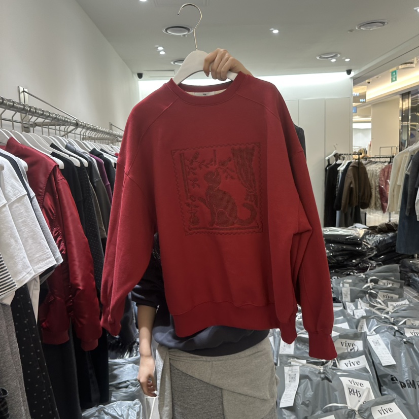 VIVE東大門㊣實拍女裝新款人氣推薦真品職業25秋冬衛衣加絨刺繡VIVE衛衣圖色2