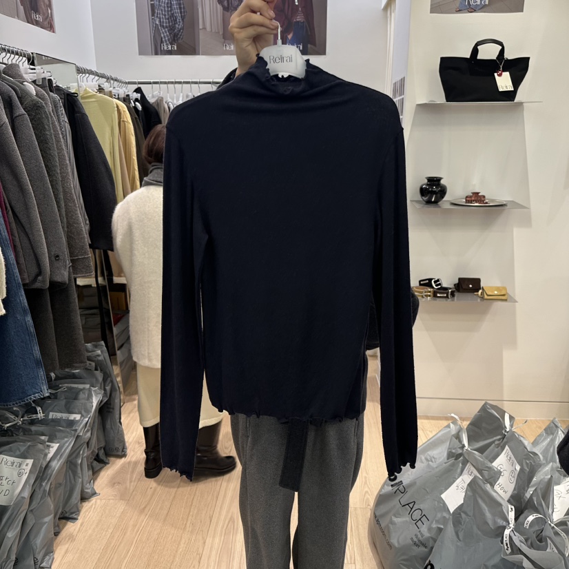 REIRAI東大門㊣代購女裝新品熱賣推薦25秋冬針織衫柔軟高領Reirai針織衫圖色4深藍色