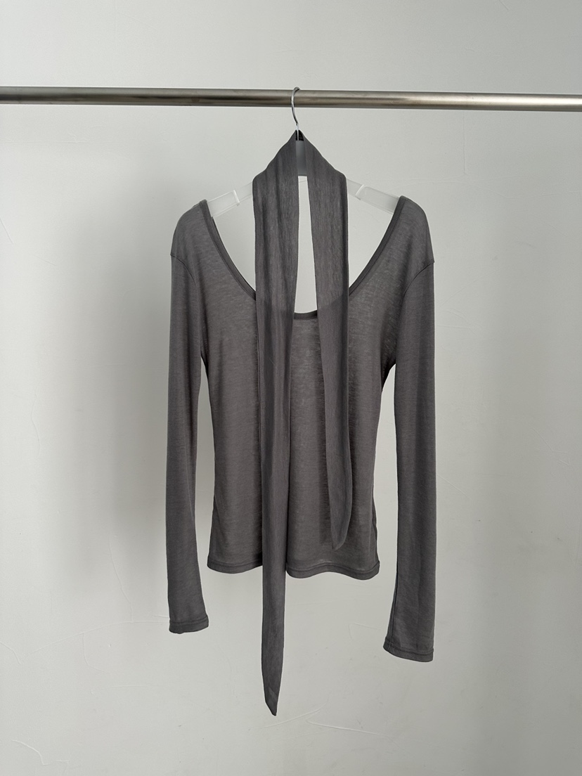 MAINT東大門㊣代購女裝新品時尚熱賣人氣長袖T恤含脖帶天絲MAINT長袖T恤