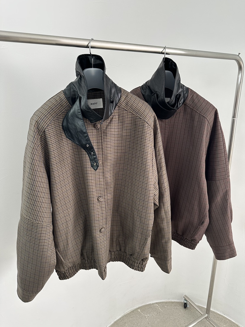 MAINT韓國直郵㊣女裝新款職業人氣25秋冬短款棉服格紋夾棉絎縫MAINT短款棉服